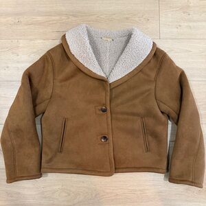 La Fiorentina Tan Faux Shearling & Suede Coat/Jacket